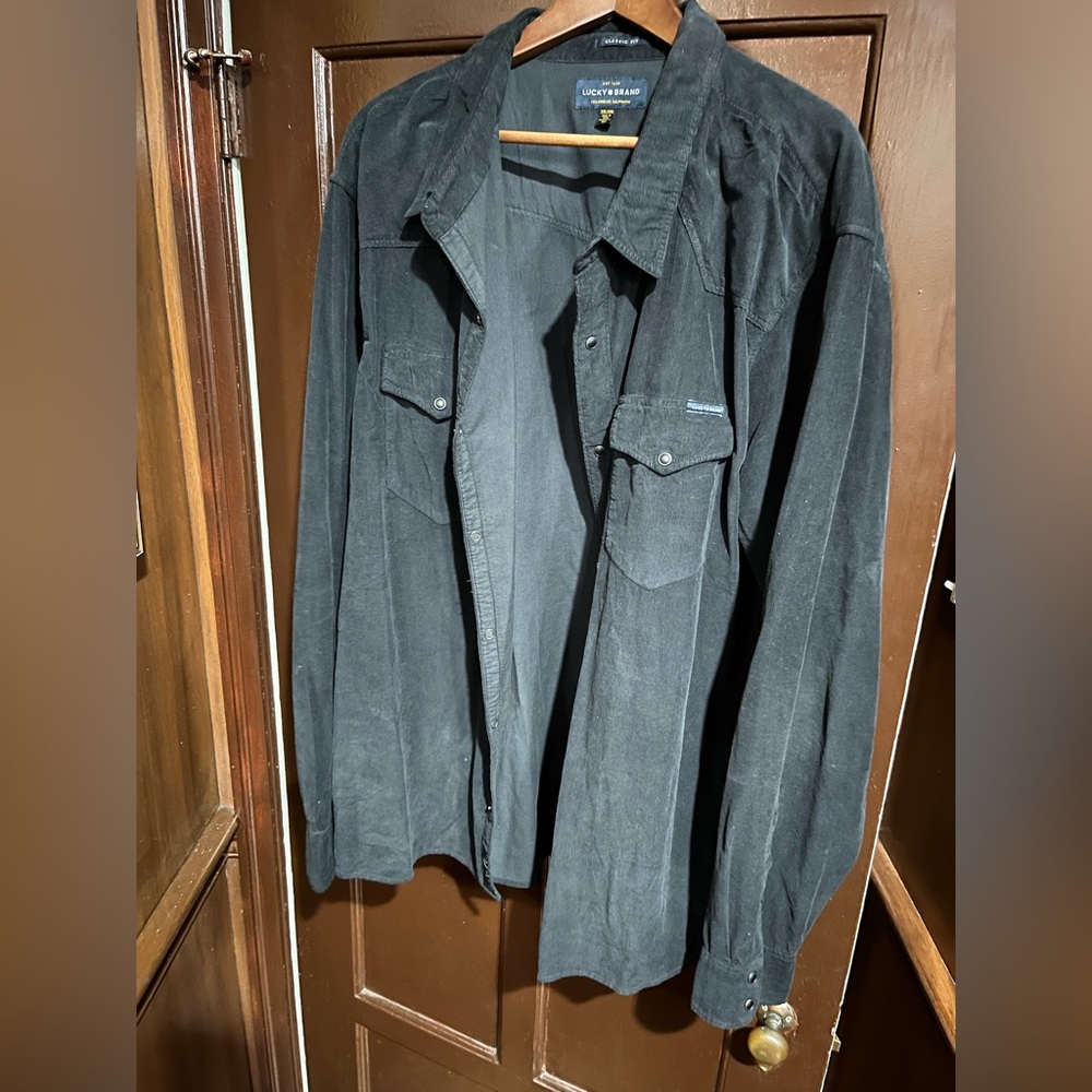 Lucky brand black corduroy western shirt XXL